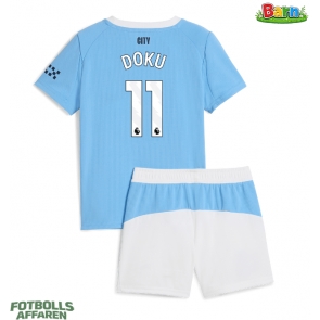 Manchester City Jeremy Doku #11 Hemmaställ Barn 2025-26 Kortärmad (+ Korta byxor)